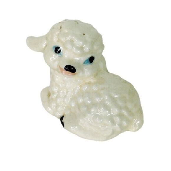 VTG 50s Porcelain Farmhouse Animals Lamb Figurines Big Blue Eyes Nursery Easter - Picture 5 of 12